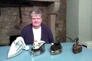 Rosemary Connolly with her collection of irons