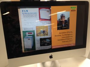Research Week installations showing Geraldine O'Reilly talking about her FAM washing machine